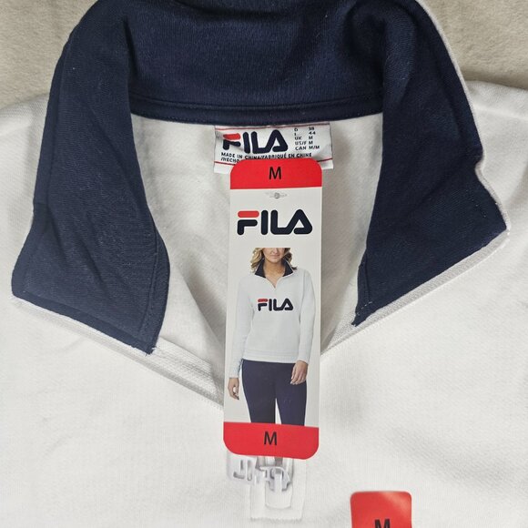 NEW FILA Women’s 1/4 Zip Fleece Pullover – White with Logo Size Medium - Picture 4 of 5